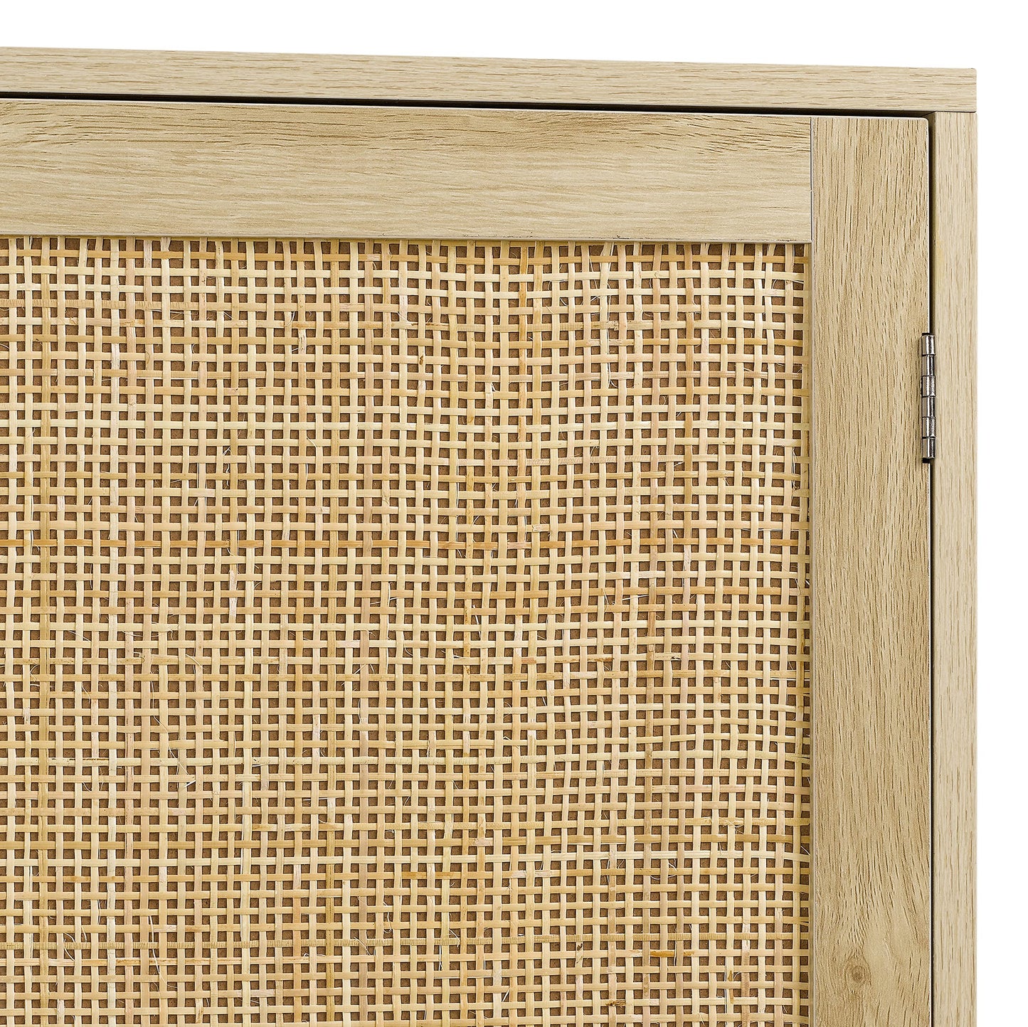 Sideboard Buffet Cabinet with Rattan Decorated Doors, Kitchen Storage Console Table and Liquor Coffee Buffet for Dining Room or Hallway, 31.5" x 15.8" x 34.6", Natural